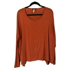 Final Touch Women's Rayon Modal Long Sleeve Scoop Neck Pullover Top Size L Rust